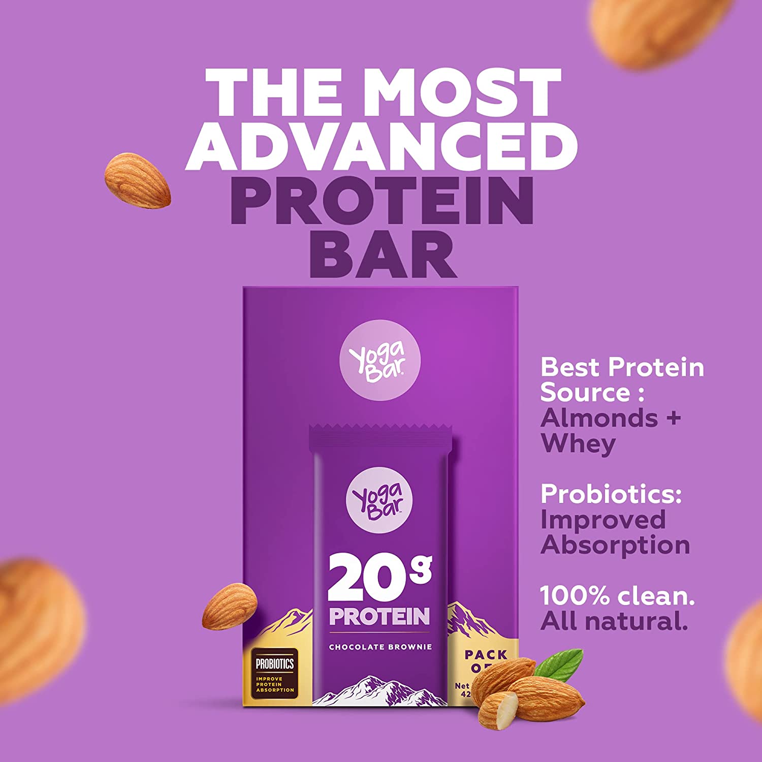 Yogabars 20g Protein Bars Chocolate Brownie, Pack of 12, 2 x 420g -  Foodvez