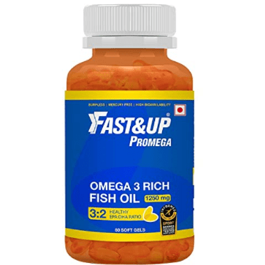 Fast&Up Omega 3 Fish Oil 1250 mg (60 soft gel capsules) triple strength care for Hearth, Brain, Joint & Eye 3:2 EPA:DHA chocolate flavour