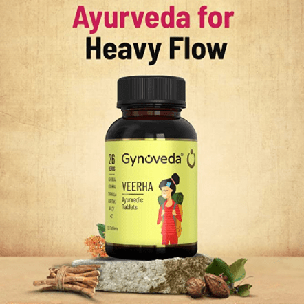 Gynoveda for Heavy period Flow Clotting Period Pain Cramps Prolong Period. Veera Ayurvedic pills. 2 months pack. Natural Healthy Periods Spotting