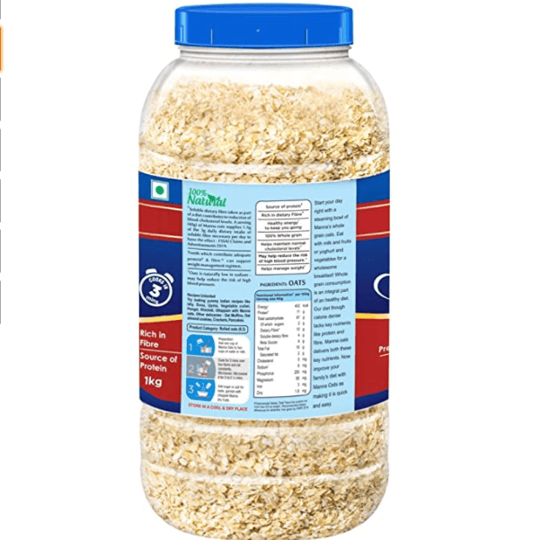 Manna Instant Oats 1Kg – White Oats High in Fibre and Protein | Helps Maintain Cholesterol | Good for Diabetes | 100% Natural