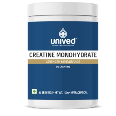 Unived Creatine Monohydrate With 3g Creatine Per Serving For Energy & Endurance – Plant Based (Pack of 2 x 100g)