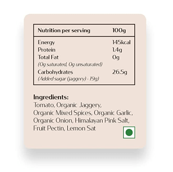 FOI Foods – Tomato Ketchup – ZERO Refined Sugar, No Preservative, Non GMO, Vegan, Organic Ingredients 500g
