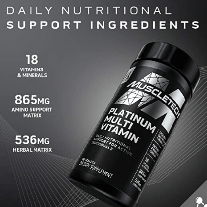 Muscletech Essential Series Platinum Multivitamin | Vitamins & Minerals | Amino Support | Promotes A Healthy Body | Daily Nutrition | 90 Tablets