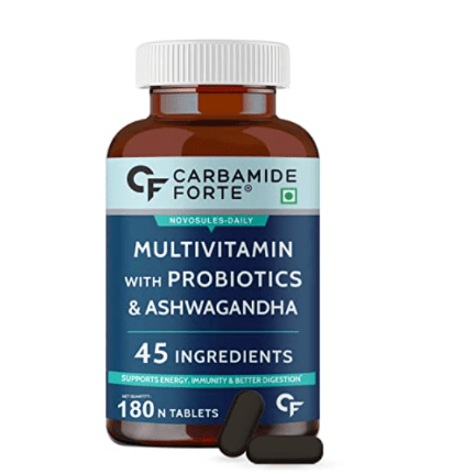 Carbamide Forte Multivitamin Tablets for Men & Women with Probiotics & Ashwagandha | Multivitamin supplement with 45 Ingredients – 180 Tablets