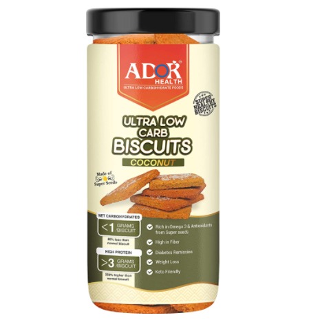 ADOR Health Ultra Low Carbohydrate Keto Coconut Biscuits (190 gram)- Keto Food Products | <1g Net Carb Per Biscuit (Pack of 1 (190 gram))