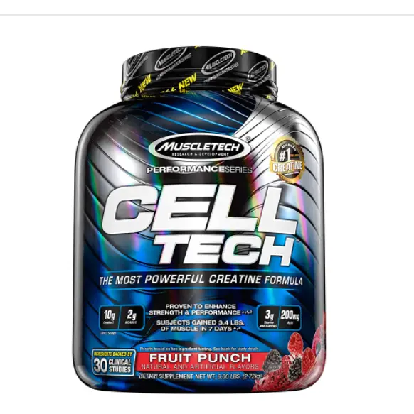 Muscletech Performance Series Cell Tech (Post-Workout, 5g Creatine Monohydrate, 5g Creatine Citrate, 2g BCAAs) – 6 lbs (2.72 kg) (Fruit Punch)