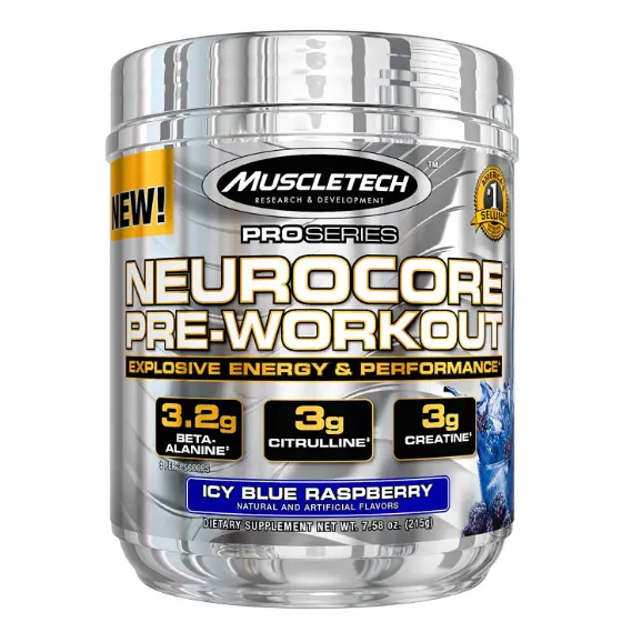 MuscleTech Pro Series Neurocore | Pre-Workout |With Beta-Alanine, L-Citrulline and Creatine HCl | 215 g | Icy Blue Raspberry
