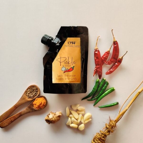 Organic Tasteful Pickle Sauce-Multipurpose made with Garlic, Chillies & Spices (150 Grams)