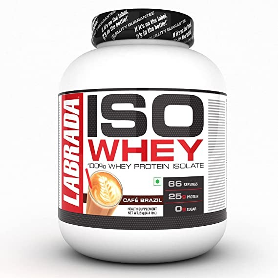 Labrada ISO WHEY 100% Whey Protein Isolate (Post Workout, 25g Protein, 0g Sugar, 0g Fat, Gluten Free, Lactose Free, 66 Servings) – 4.4 lbs (2kg) (Café Brazil)