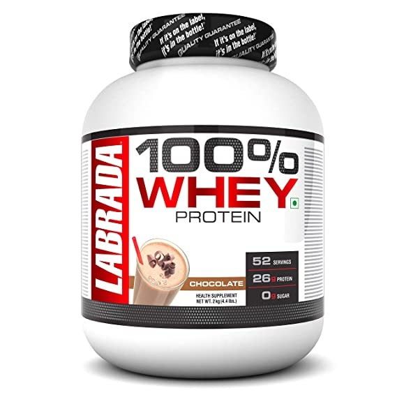 Labrada 100% Whey Protein (26g Protein, 0g Sugar, Whey Protein Concentrate, 52 Servings) – 4.4 lbs (2 kg) (Chocolate)