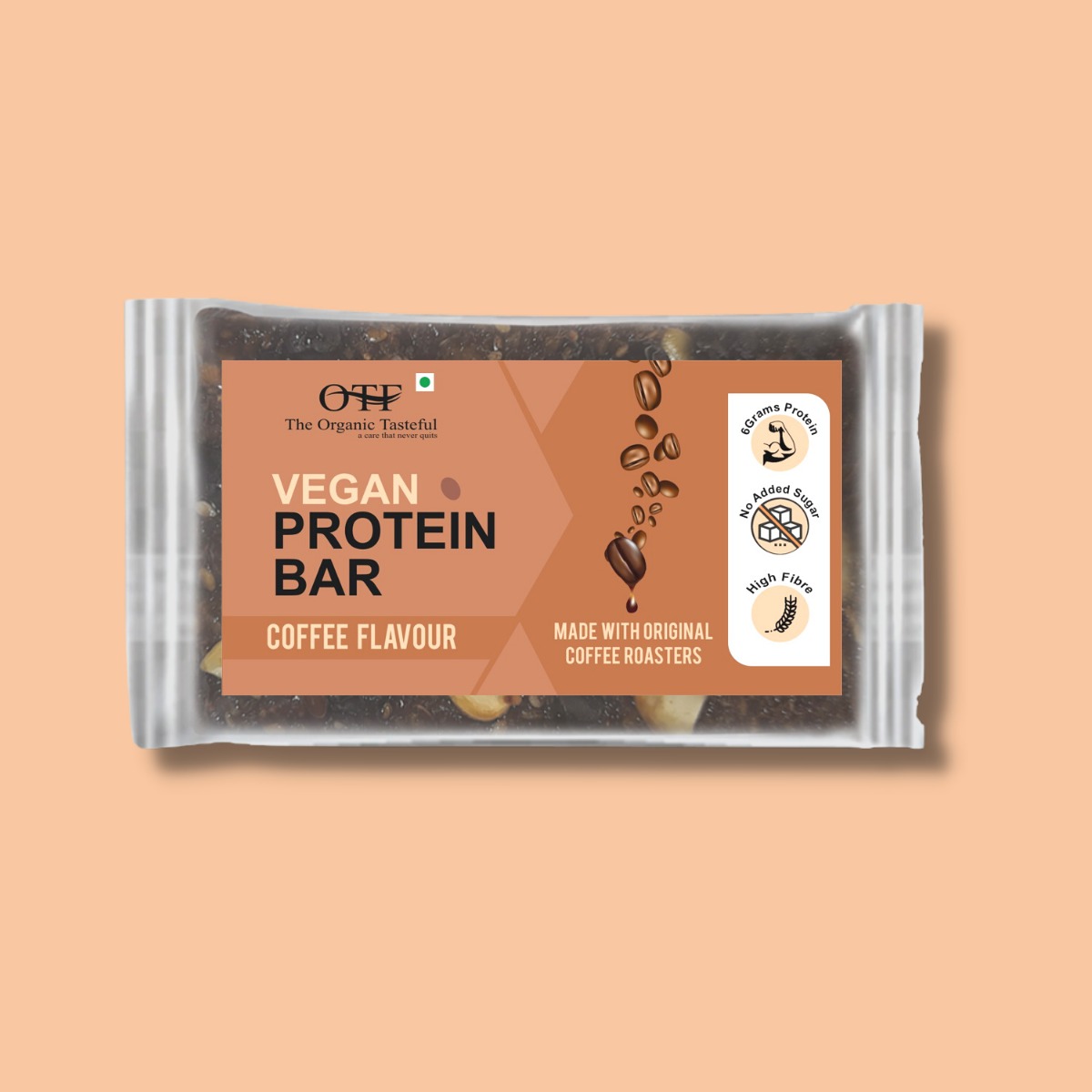OTF Vegan Protein Bar-6 grams Protein-Coffee Flavor (Box of 6)