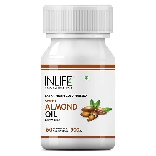 INLIFE Sweet Almond Oil Supplement, 500mg – 60 Vegetarian Capsules