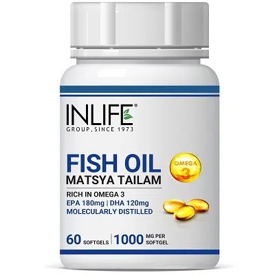 INLIFE Fish Oil Omega 3 Supplement, 1000mg – 60 Softgels