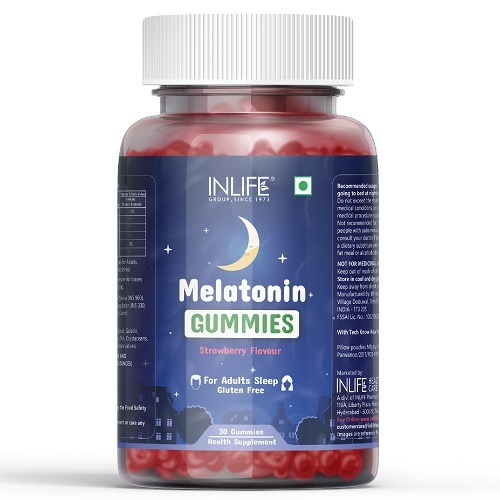 INLIFE Melatonin Gummies 5mg, Sleeping Aid Supplement For Men, Women – 30 Gummies (Strawberry)