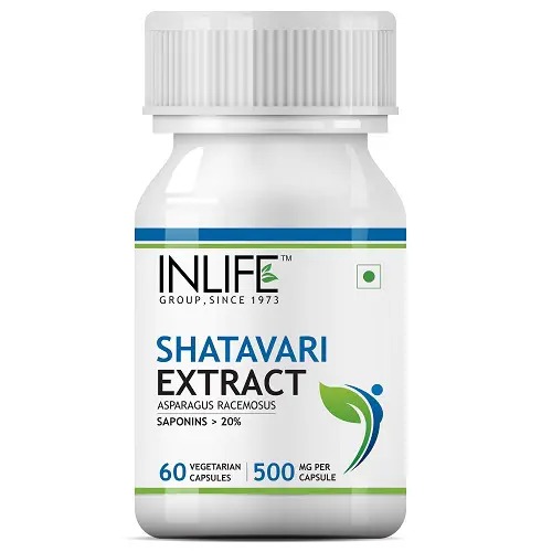 INLIFE Shatavari Extract (Saponins>20%), 500mg – 60 Vegetarian Capsules