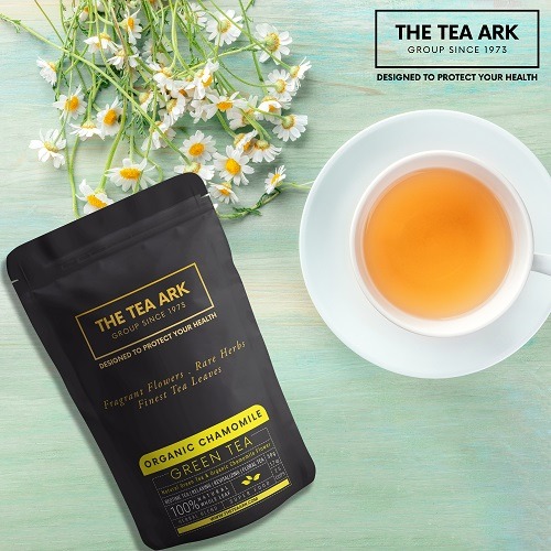 The Tea Ark Organic Chamomile Green Tea, For Stress Relief & Bedtime Tea (25 Cups), 50g