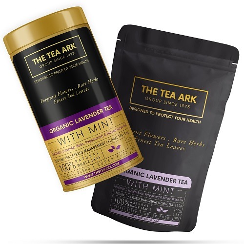 The Tea Ark Organic Lavender & Peppermint Tea, With Natural Green Tea, Herbal Bedtime Tea For Sleep, Stress Management For Men Women (25 Cups), 50g