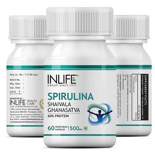 INLIFE™ Spirulina, 500mg (60 Veg. Caps...