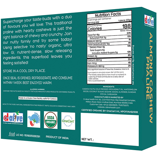 D-alive -Organic Almond Cashew Praline – 200g