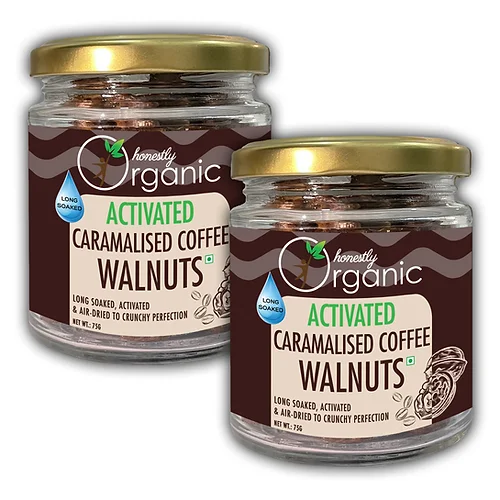 D-alive – Activated Caramelised Coffee Walnuts (Natural&Fresh)-75g(Pack of 2) in Glass jar