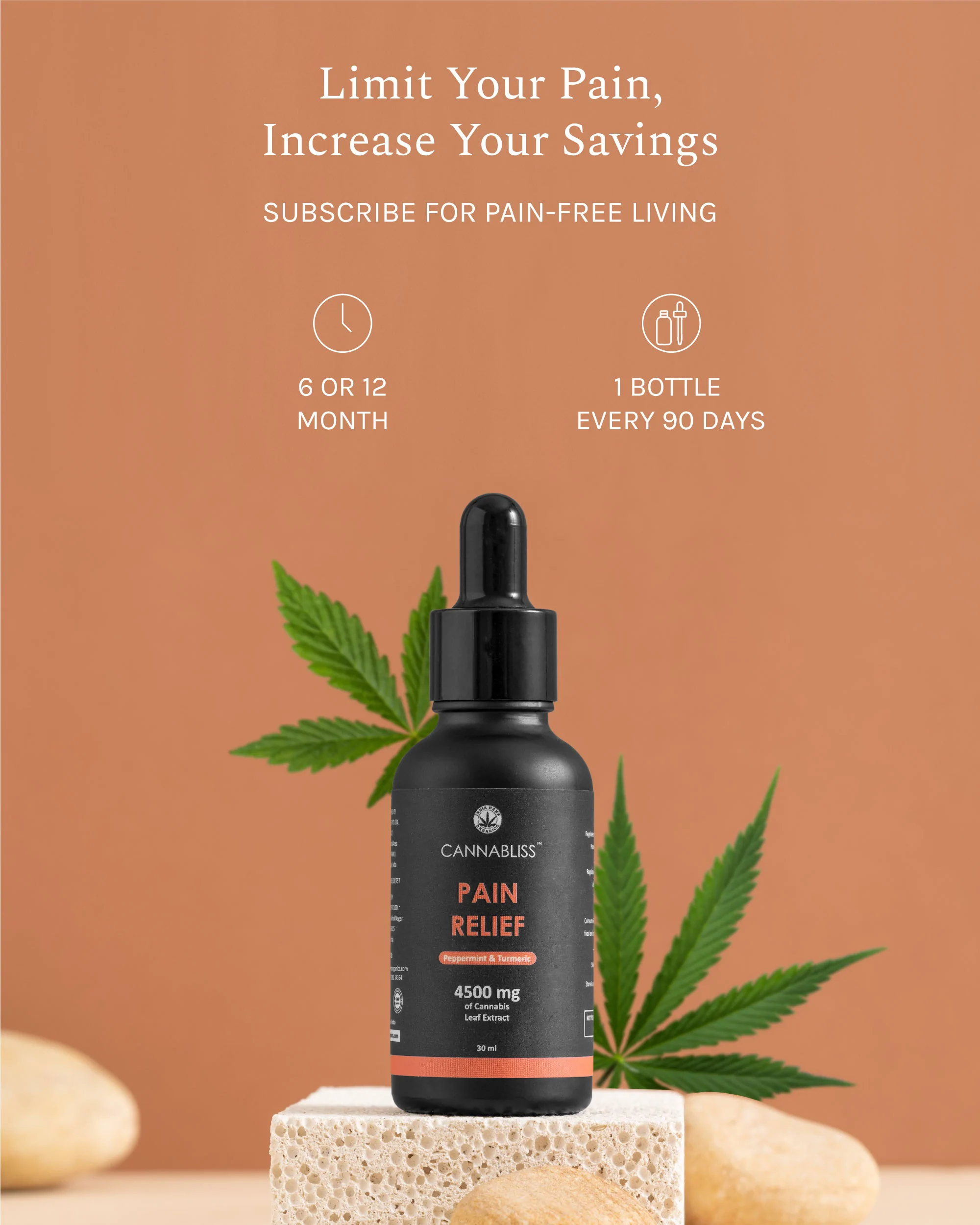 INDIA HEMP ORGANICS – PAIN RELIEF (with 15% Cannabis Leaf Extract + Hemp Seed Oil)