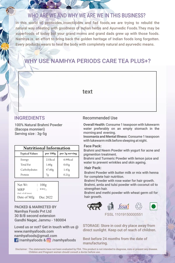 NAMHYA –  Good for Menopause Tea For Weight Management, Mood Swings and Good Sleep | 100 Grams