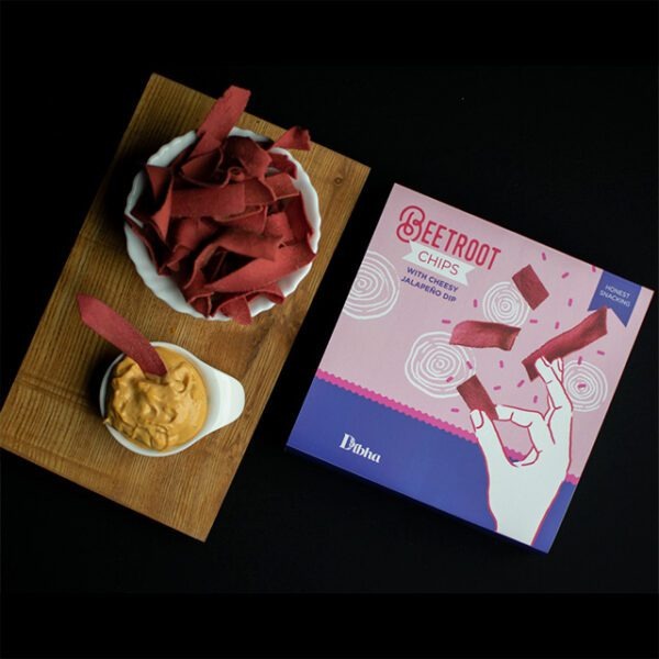 DIBHA Beetroot Chips with Cheesy Jalapeno Dip – Rich In Vitamins, Calcium & Protein, Healthy, 70g