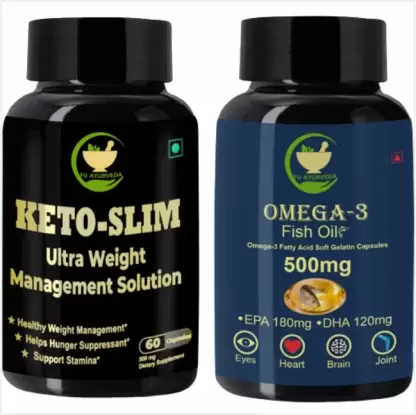 FIJ AYURVEDA Keto Slim ultra Weight Management with Omega 3 Capsule – Combo Pack  (1000 mg)