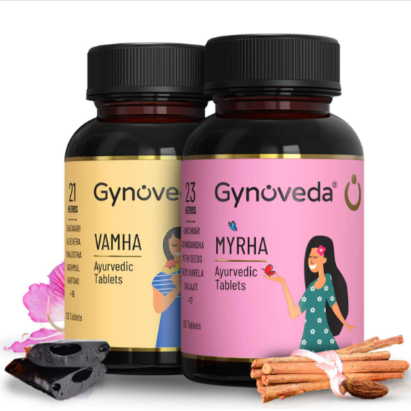 Gynoveda PCOS PCOD Ayurvedic Supplements For Women. Relief From For Delayed Irregular Periods & PCOS Symptoms. 44 Premium Herbs. 1 month, 2 Medicine Bottles, 240 Tablets, 240gm