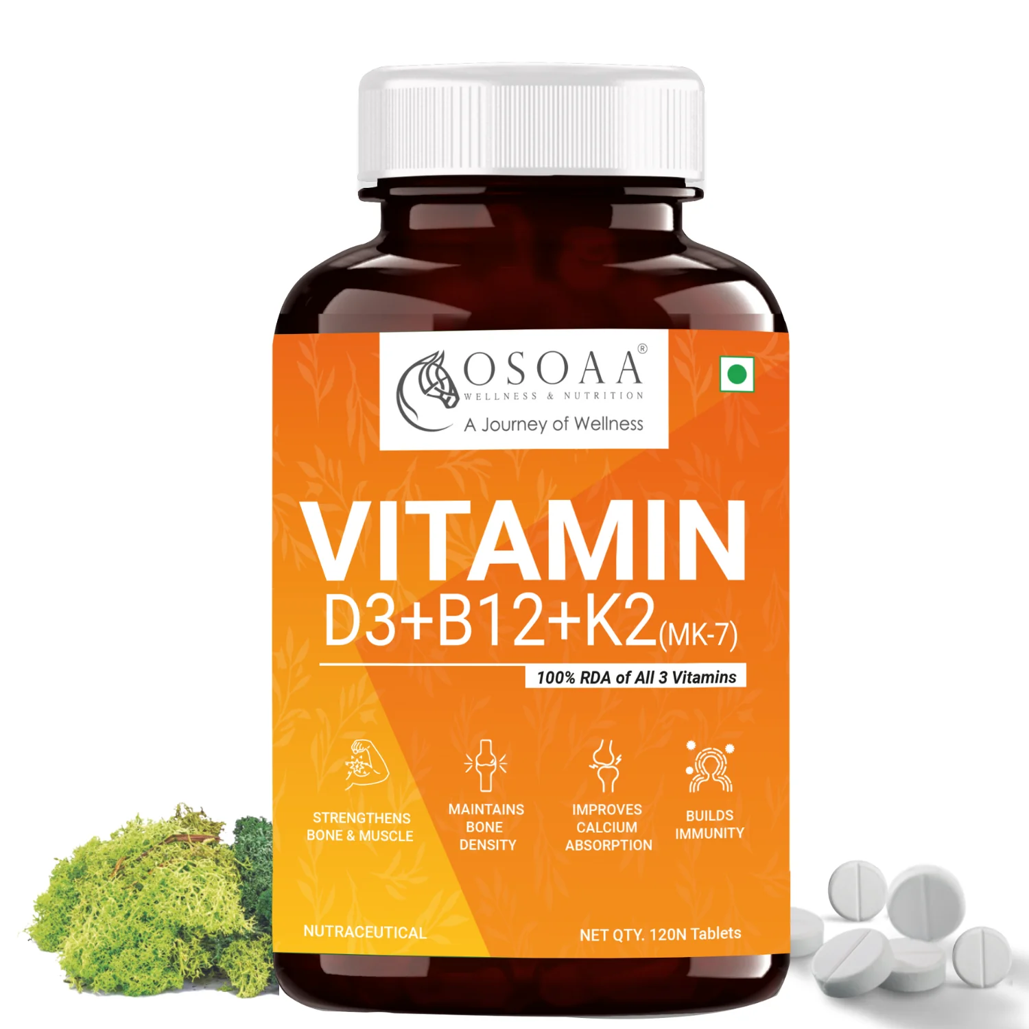 OSOAA Veg Vitamin D3 K2 & B12 &#821...